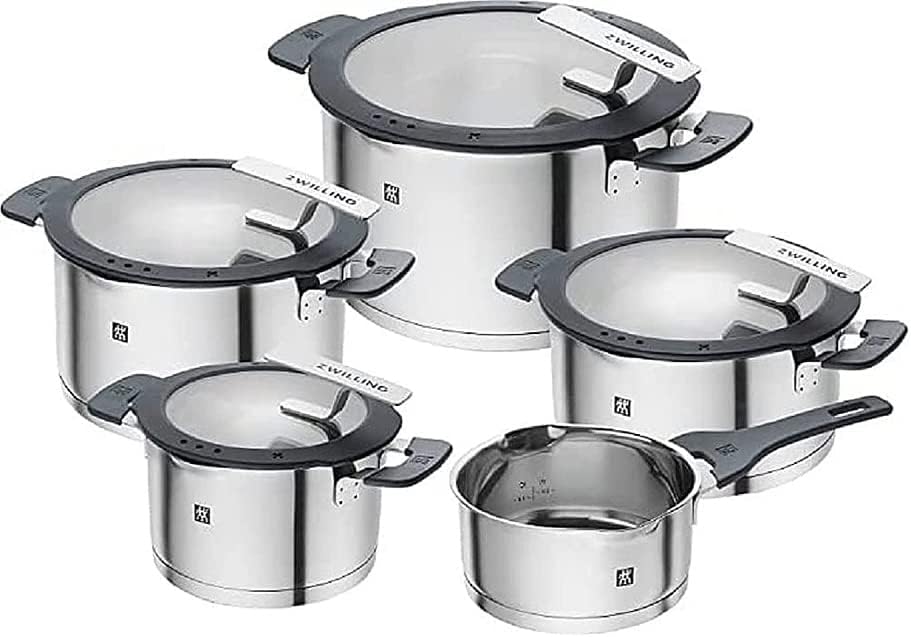 zwilling simplify 668700050 pots set stainless steel 5 pcs. silver black