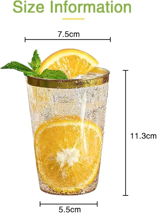 TOMVAES 50 Pack Plastic Cups,Gold Rimmed Disposable Cups,Reusable Clear Party Cups Tumblers,Wine Glasses for Celebrations, Weddings, Picnics, Parties, Camping, Birthdays