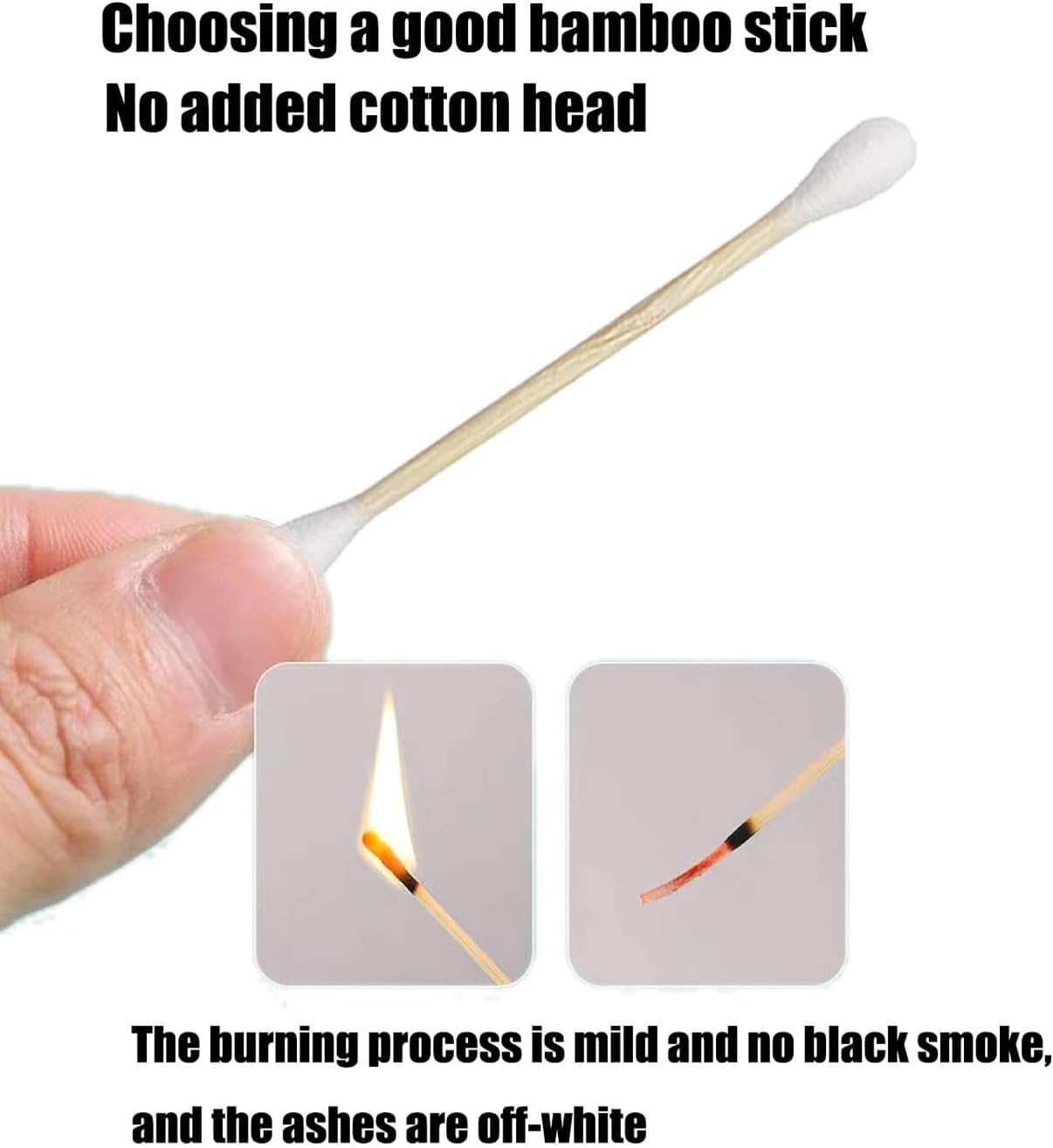 mocui bamboo cotton swabs double tipped round thick tips | 100% cotton biodegradable & organic unbleached natural | q tips safety swabs | wooden cotton buds for ears makeup or nails 500 count