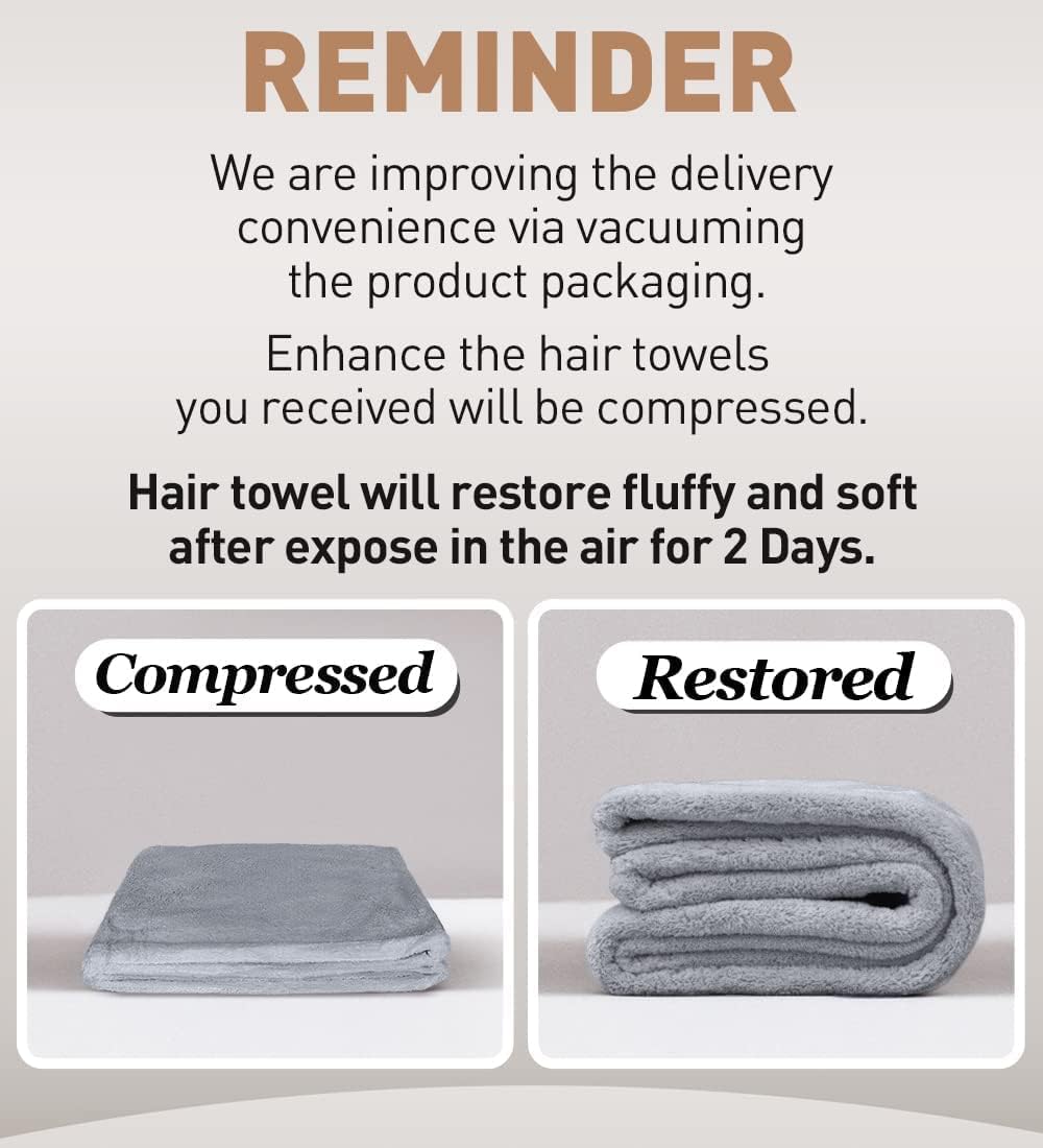 microfiber hair towel, 3 packs hair turbans for wet hair, drying hair wrap towels for curly hair women anti frizz color assorted