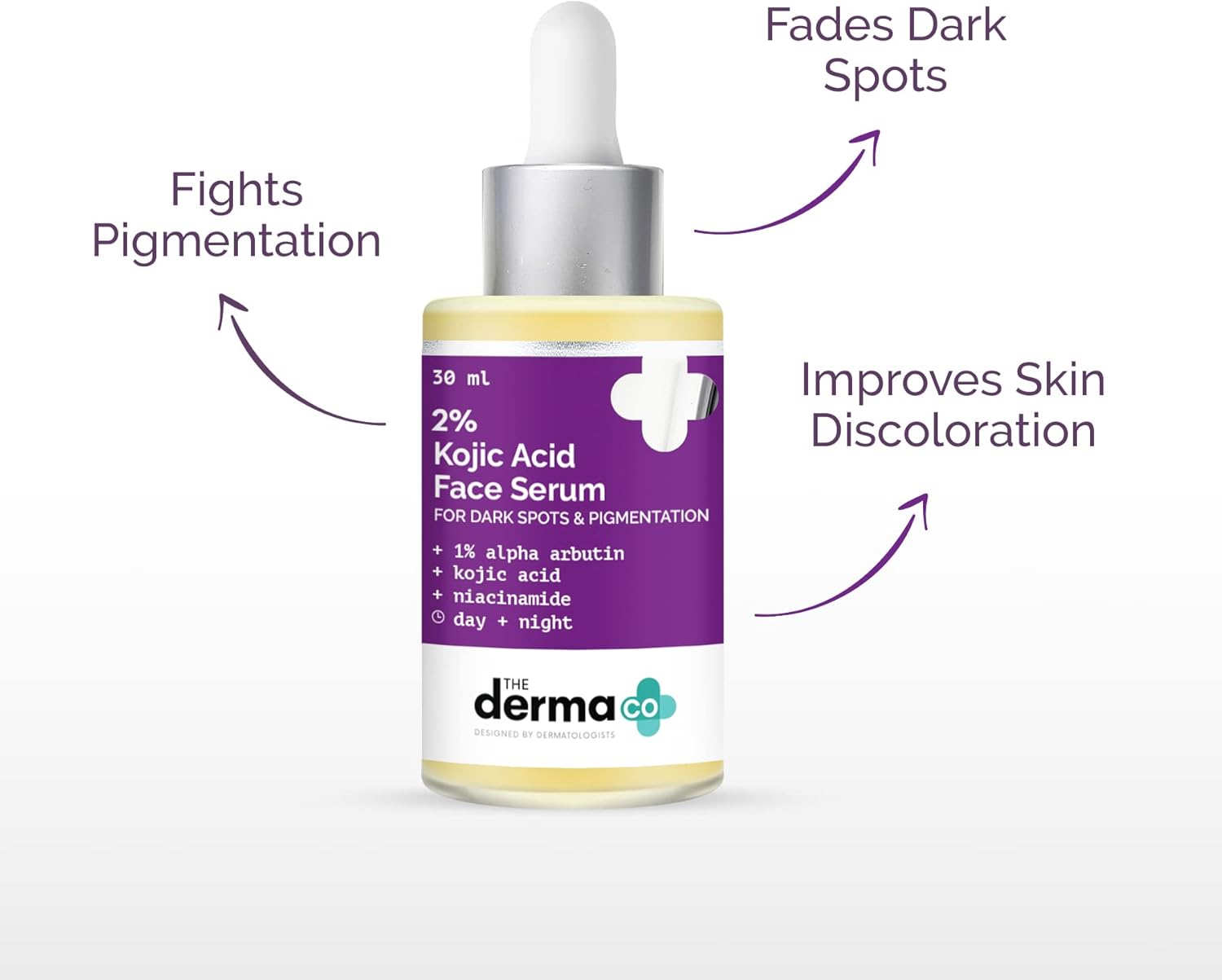the derma co 2% kojic acid face serum with 1% alpha arbutin & niacinamide for dark spots & pigmentation, 30 ml (pack of 1)