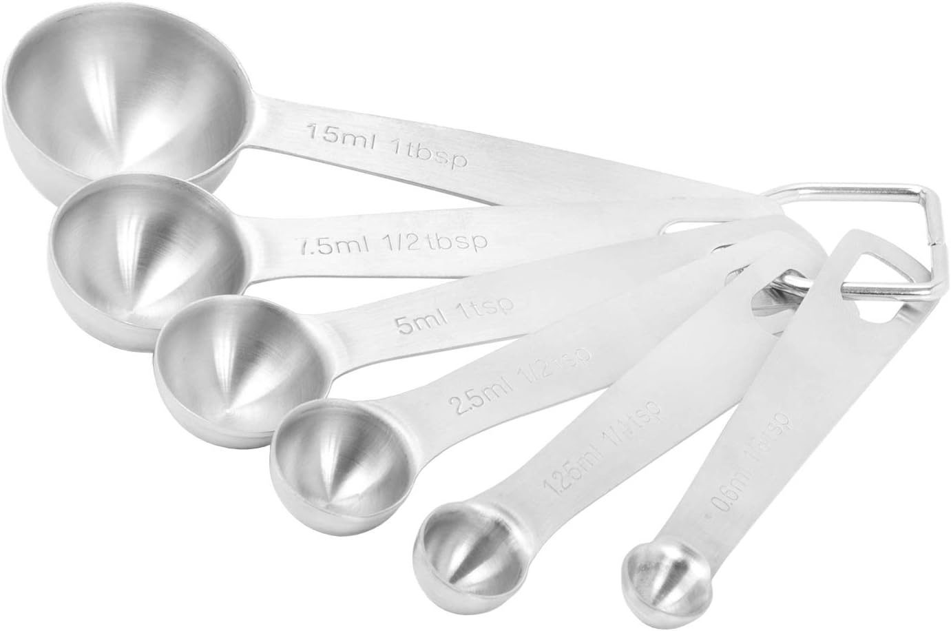 royalford 6 pcs stainless steel measuring spoon set – ergonomic design, dishwasher safe, clear markings, fda approved – for precise cooking