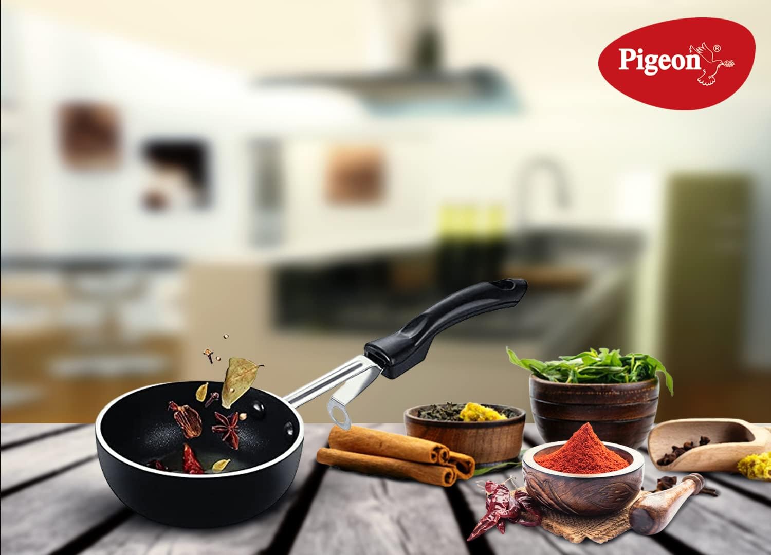 pigeon 177 non stick tadka pan, black, w 12.0 x h 6.0 x d 30.0 cm, aluminum