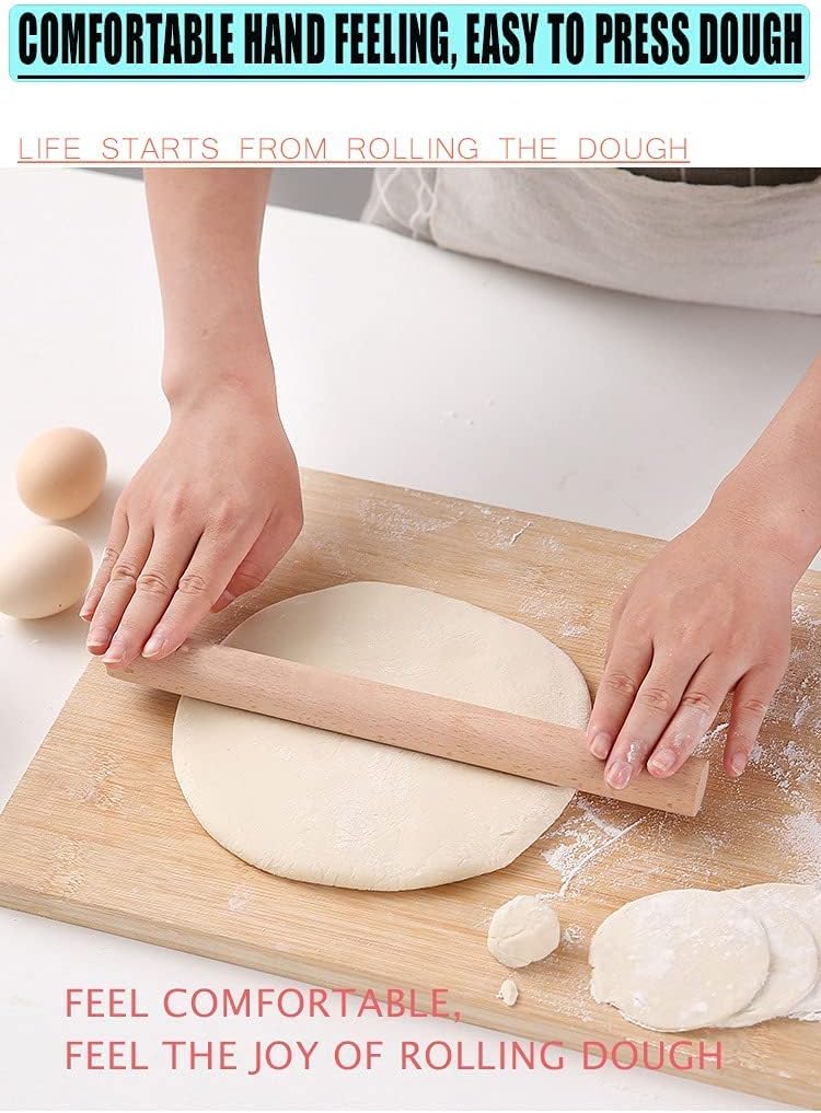 rolling pin, professional dough roller, wooden rolling pin for baking, wood pies, cookies, pastries, pizza, clay, pasta, dumplings, smooth dough roller, basic kitchen gadget, perfect for bakers