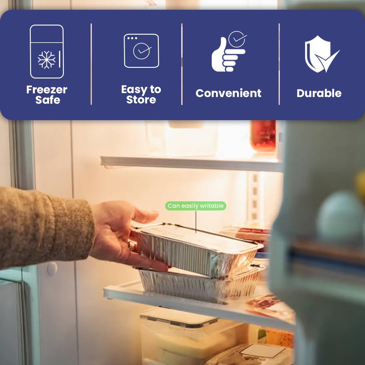 disposable aluminium rectangle containers 1850ml with lids heavy duty aluminum foil trays containers with board lids for cooking, roasting, baking pack of 20 pieces.