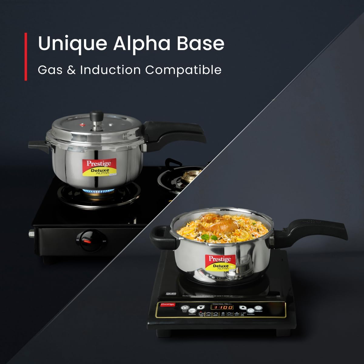 prestige deluxe alpha svachh stainless steel pressure cooker 3 ltr | silver