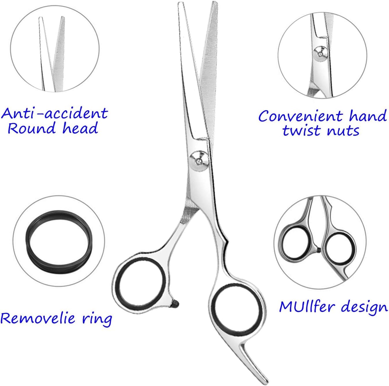 essoy professional hair cutting scissors/shears (6.7 inches), stainless steel haircut scissor with fine adjustment screw for home salon,barber hairdressing scissor for women men kids
