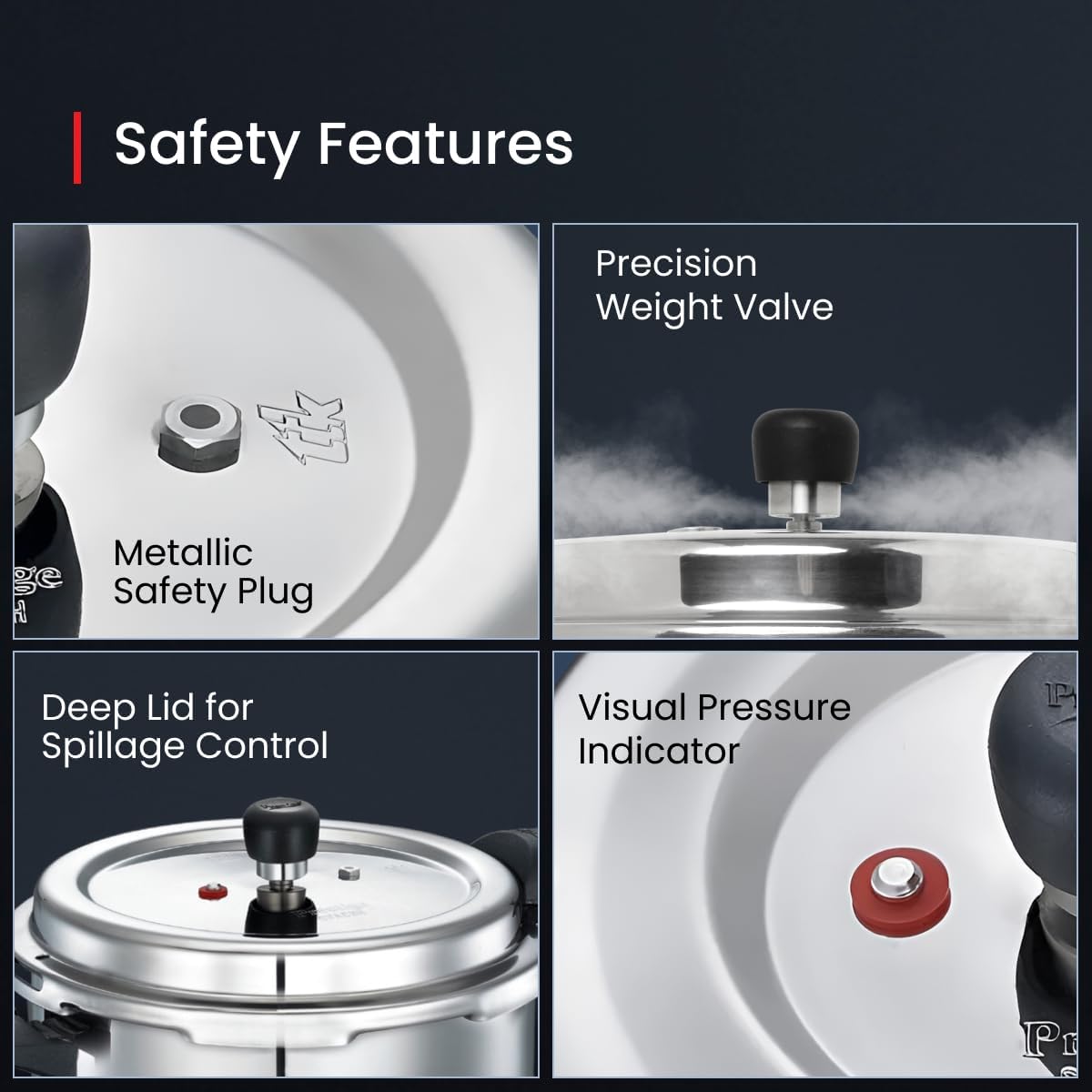 prestige deluxe alpha svachh stainless steel pressure cooker 3 ltr | silver