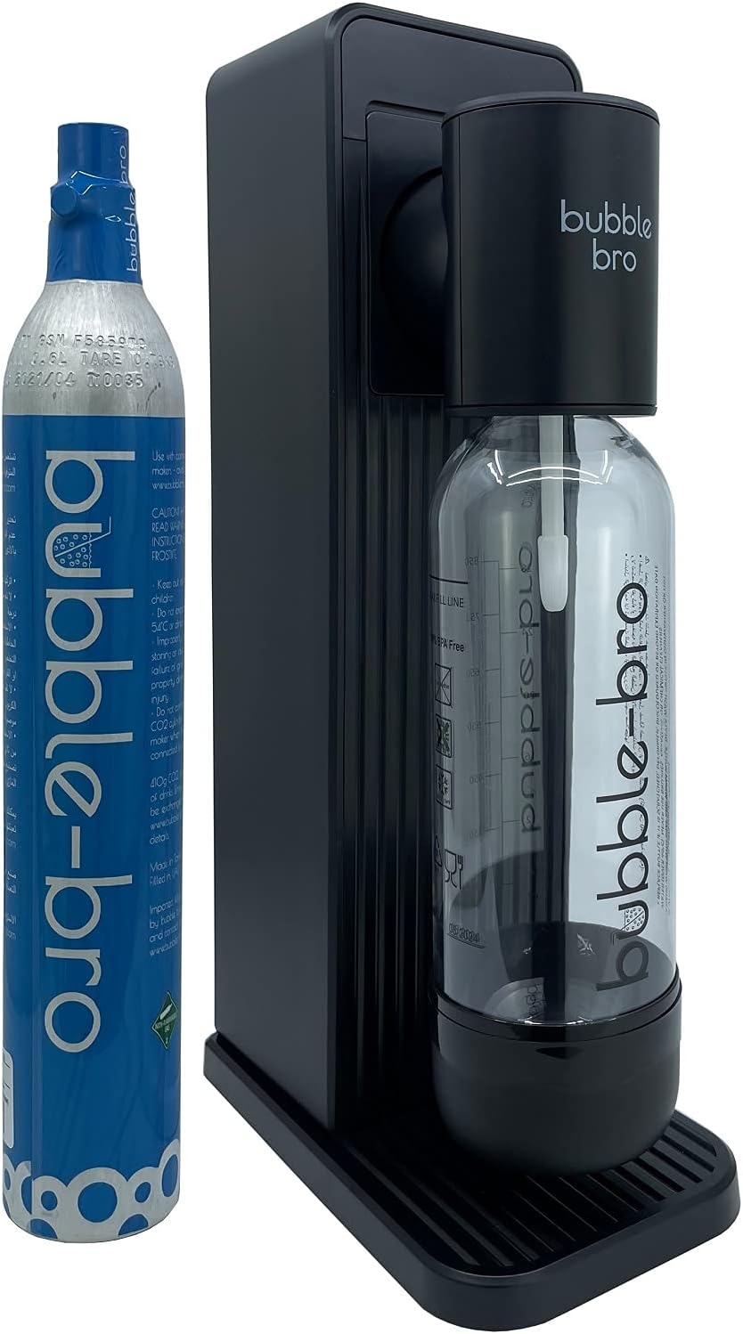 bubble bro origin sparkling water maker starter kit with 60l co2 cylinder (black)