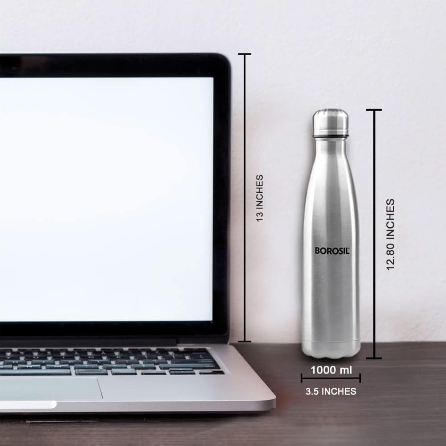 borosil vacuum insulated copper coated inner bolt water bottle, sports bottle, yoga bottle, outdoor, portableleak proof, reusable water bottle stainless steel, 1000 ml, isfgbo1000s