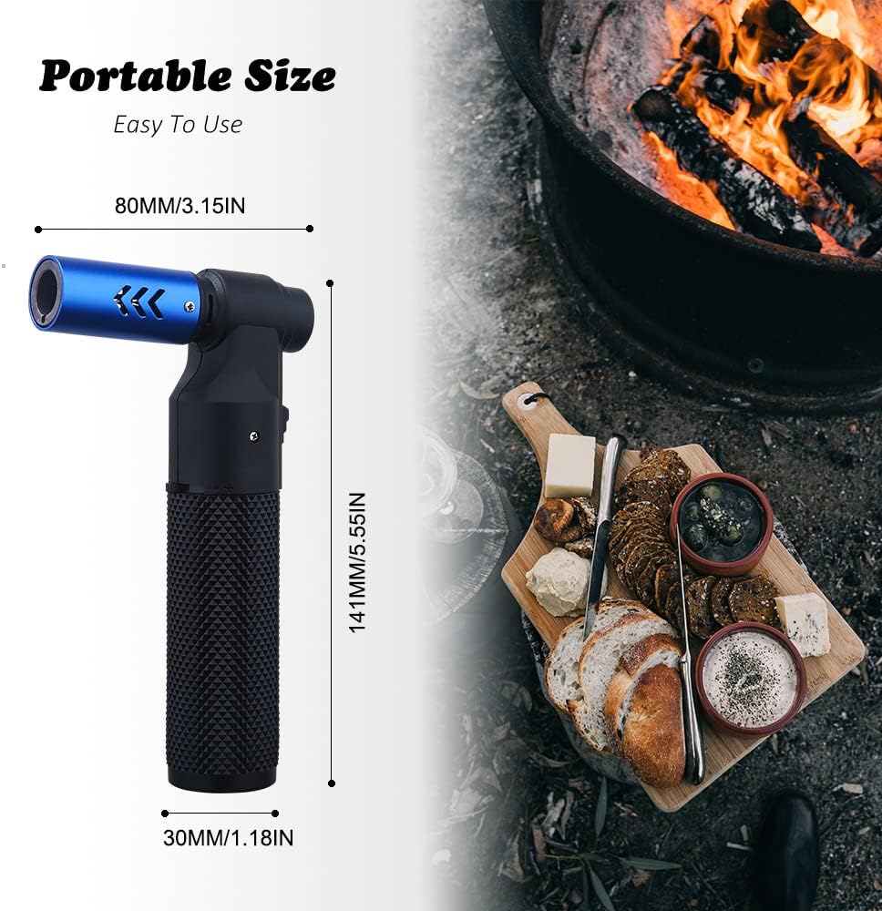promise culinary torch windproof lighter butane refillable adjustable flame kitchen torch candle lighter camping home use welding (black)