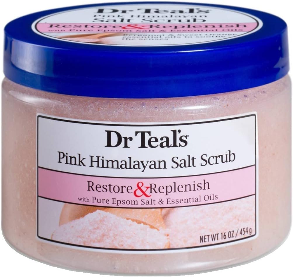 dr. teal's epsom salt body scrub pink himalayan, 454 gm
