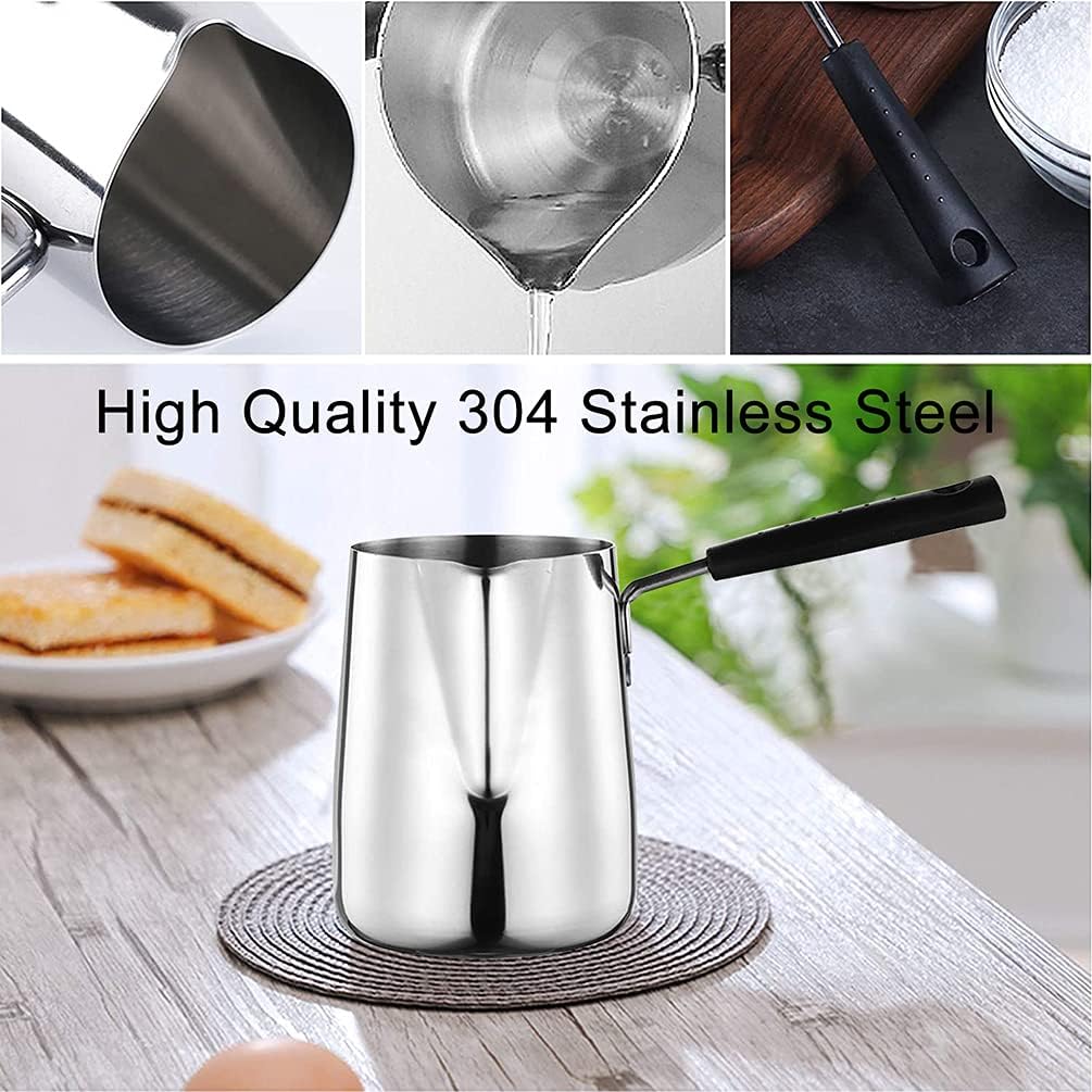 funito 600ml/20oz turkish coffee pot – 304 stainless steel coffee and butter warmer, premium milk warmer and milk pot with spout