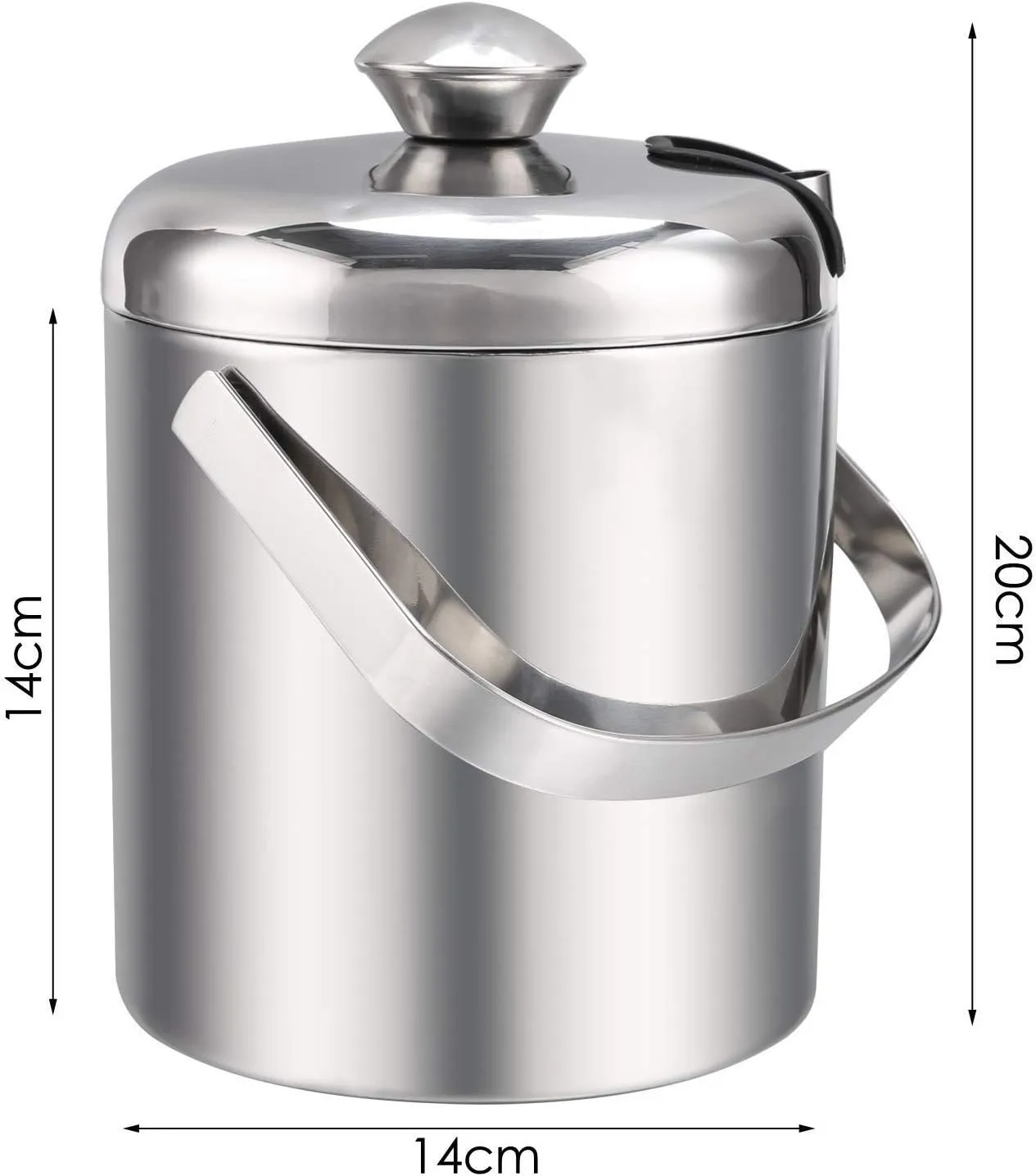 Oban Stainless Steel Silver Double Wall Ice Bucket with Lid
