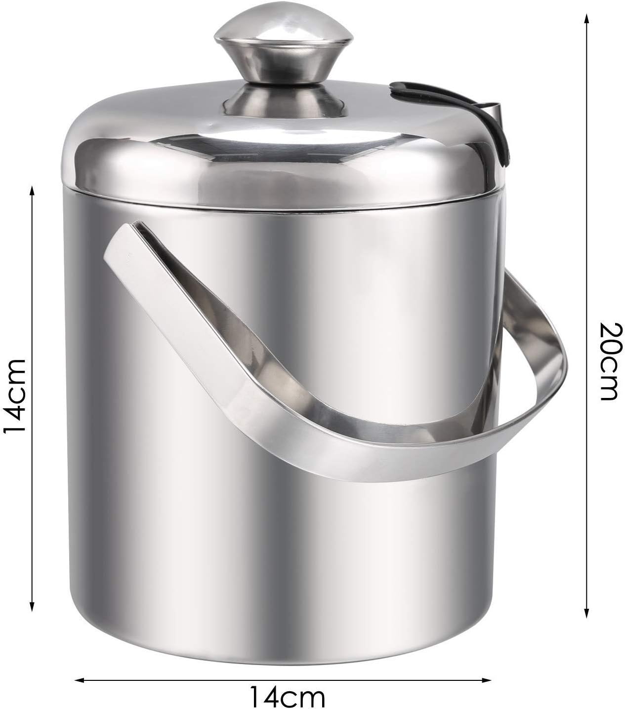 oban stainless steel silver double wall ice bucket with lid