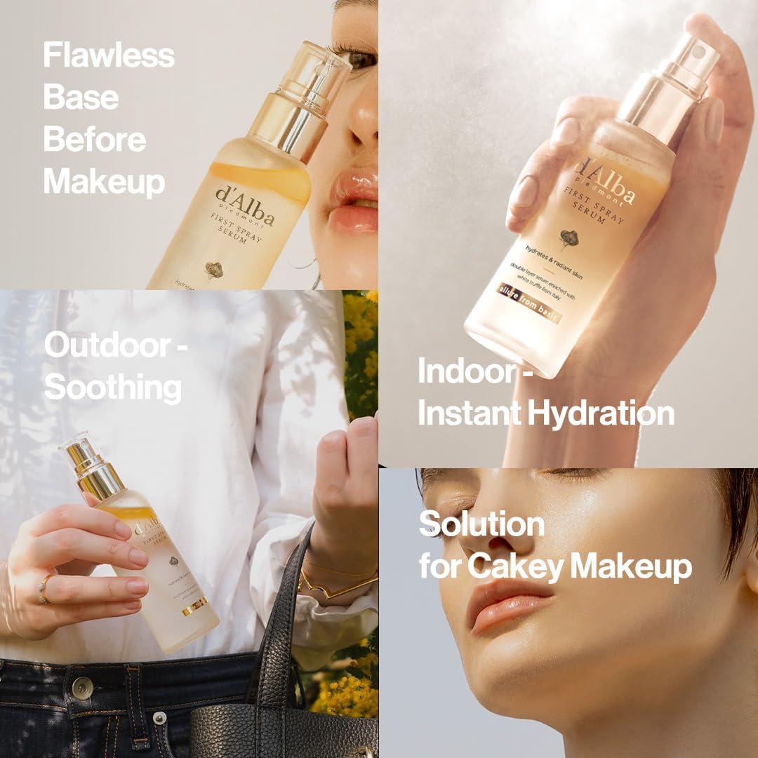 d'alba piedmont italian white truffle first spray serum (vegan), glowy hydrating serum face mist, dalbamist, pack of 1, 3.38 fl oz