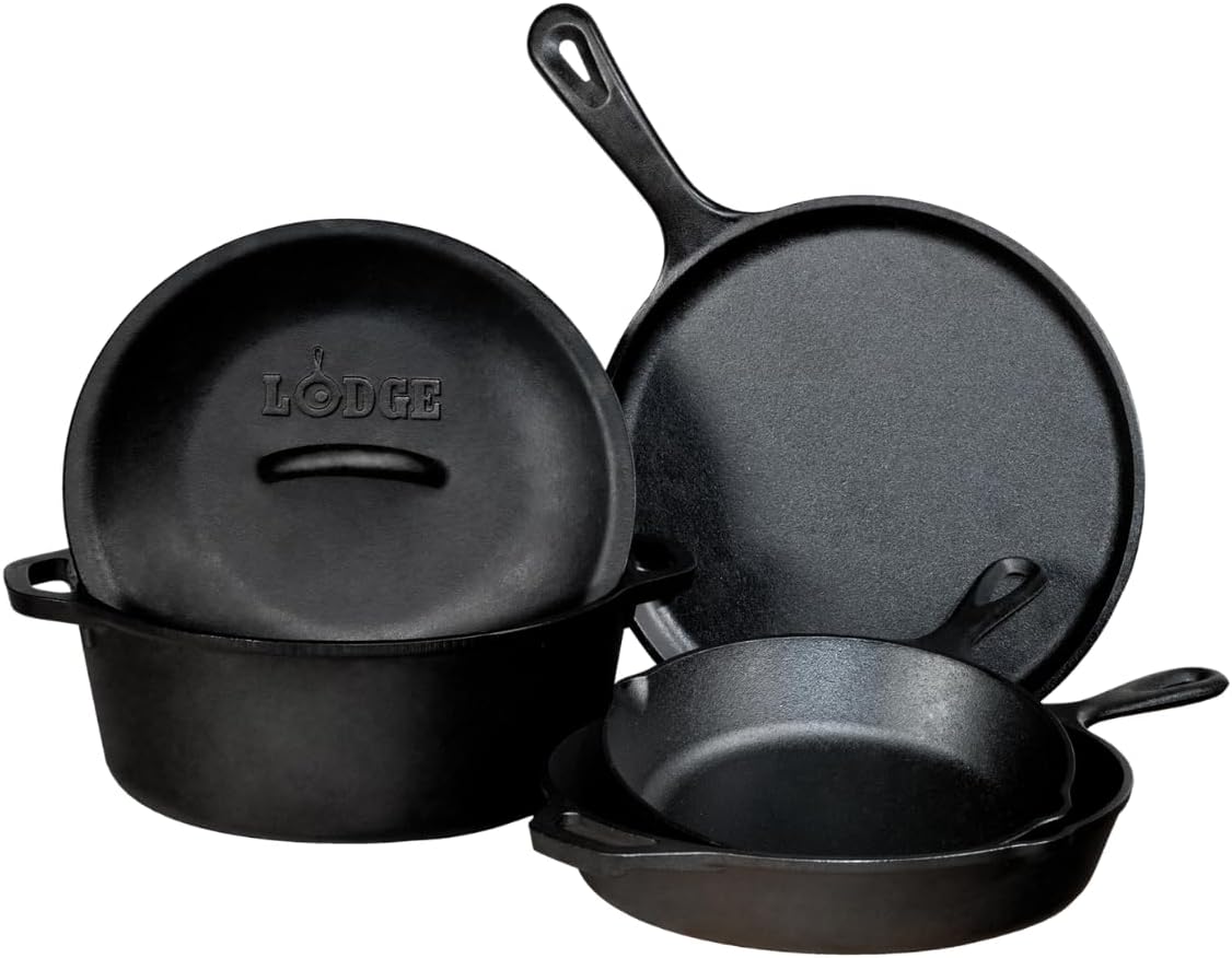 lodge seasoned cast iron piece bundle 5 piece black l5hs3