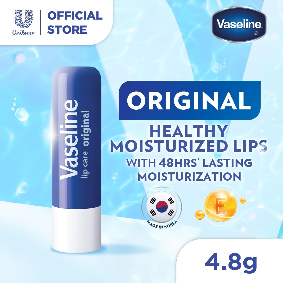 vaseline lip therapy original lip balm with pure jelly & vitamin e for soft & glossy lips| nourishes & protects lips| non greasy lip moisturizer for naturally tinted lips| 4.8 gm