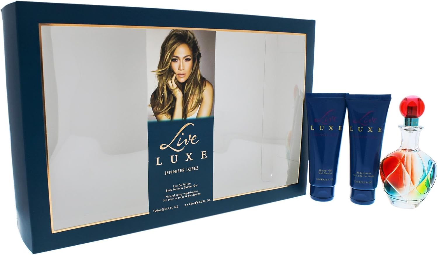 jennifer lopez live luxe edition set for women, perfume 100 ml + shower gel 75 ml + body lotion 75 ml
