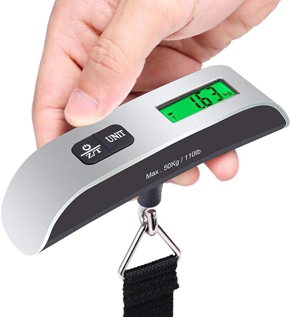 ultechnovo digital hanging luggage scale portable handheld baggage scale for travel suitcase scale for traveling with lcd display 50kg/110lb