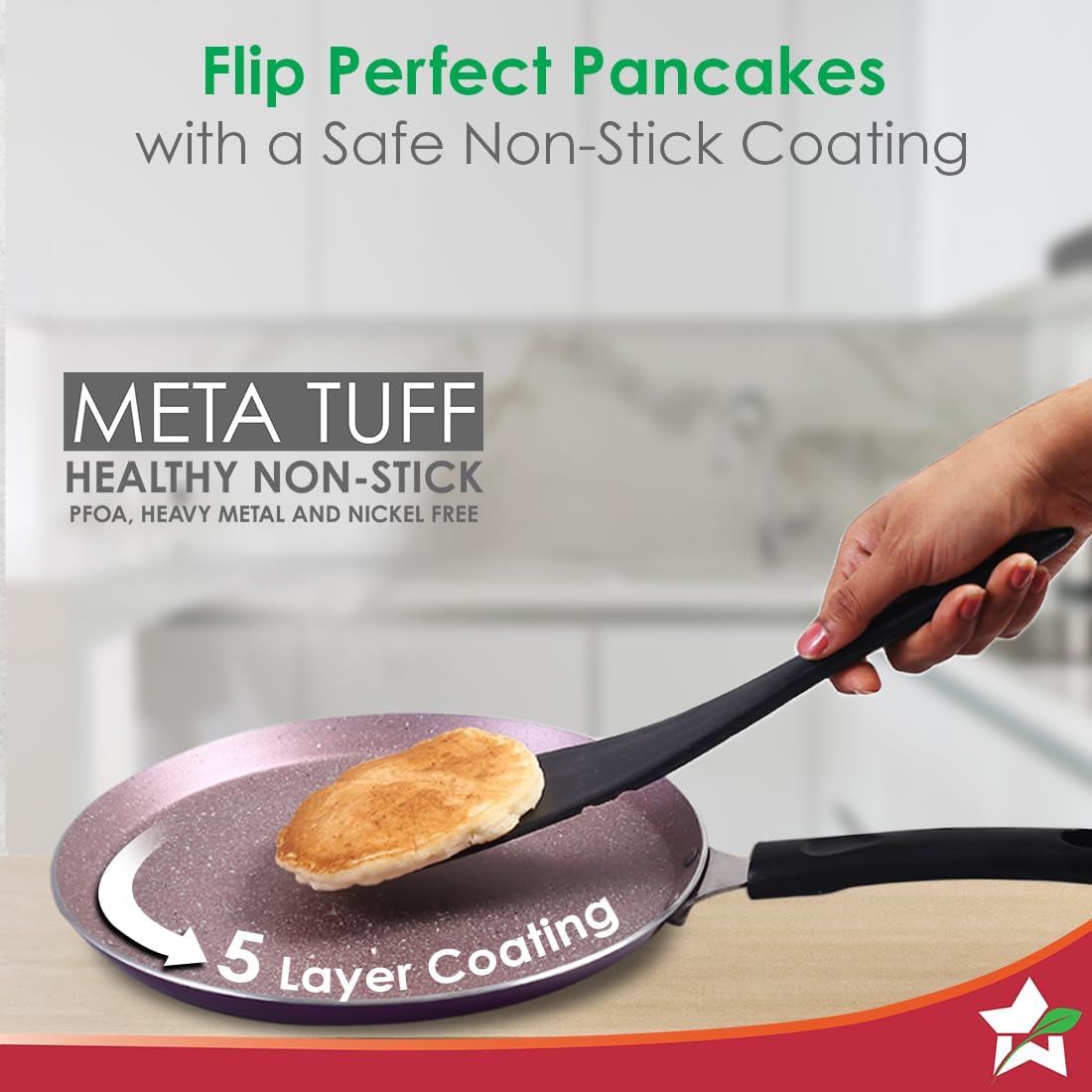 wonderchef valencia non stick 28 cm dosa tawa | cool touch bakelite handle | pure grade aluminium| pfoa free| 1 year warranty | purple