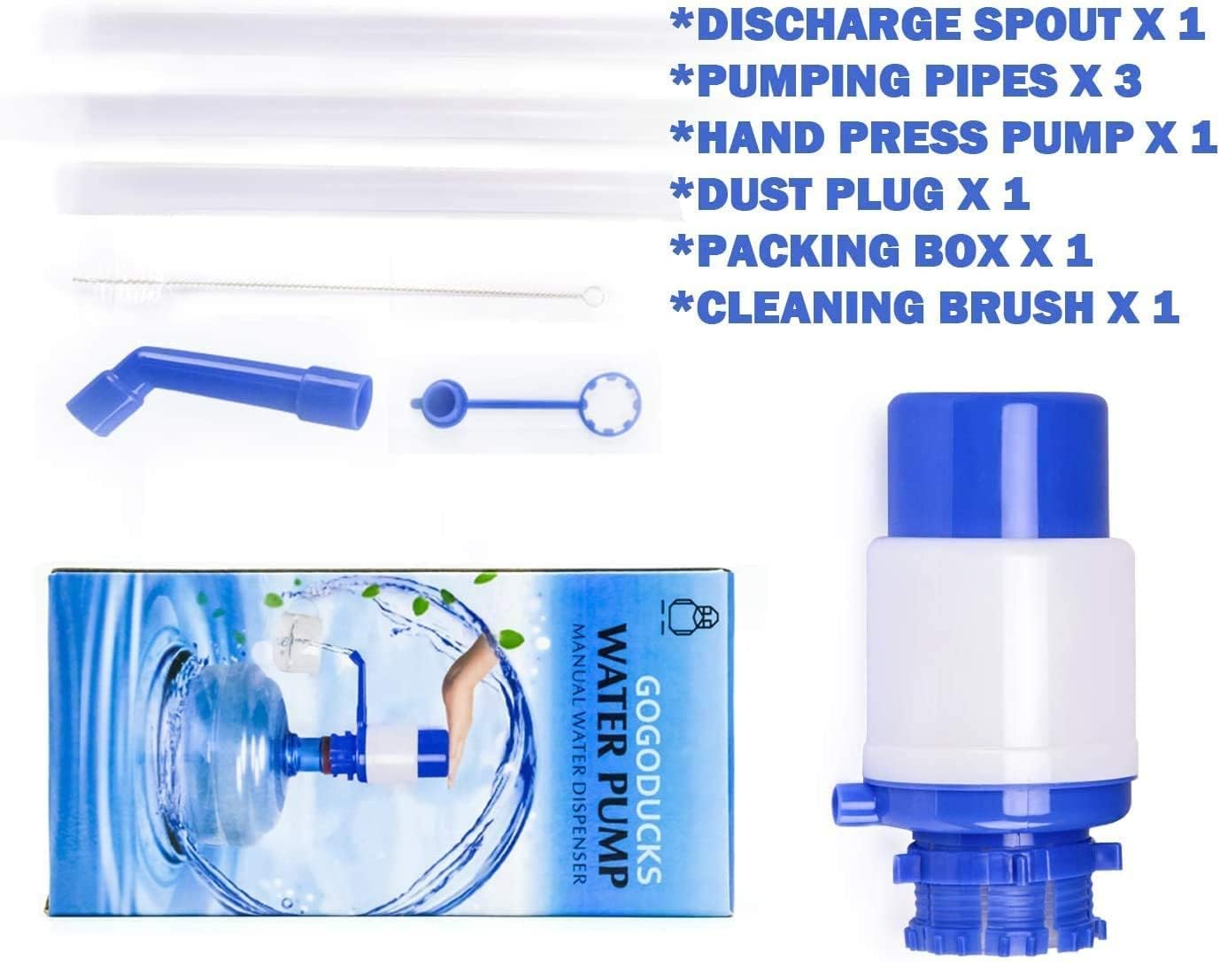 gogoducks showay water bottles pump blue manual hand pressure drinking fountain pressure pump water press pump with an extra short tube and cap fits most 2 6 gallon water coolers â€¦