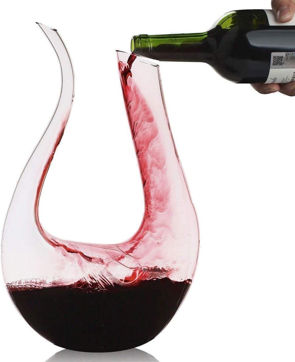 wine decanter 1.2l u shape classic wine aerator, red wine carafe, wine gifts, wine accessories