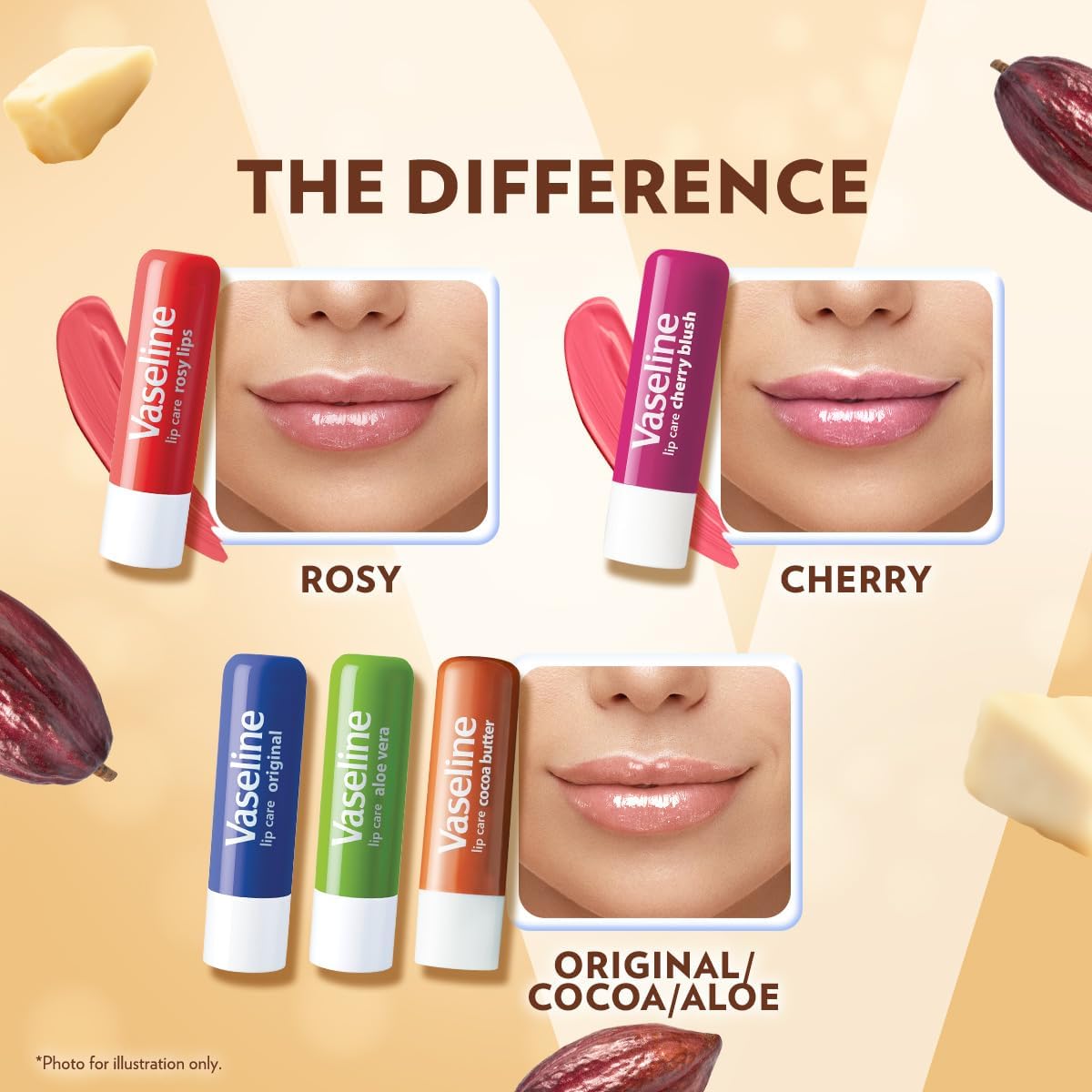 vaseline lip therapy cocoa butter lip balm with pure jelly| cocoa butter & shea butter for soft & glowing lips| nourishes & protects lips| non greasy lip moisturizer for naturally tinted lips| 4.8 gm