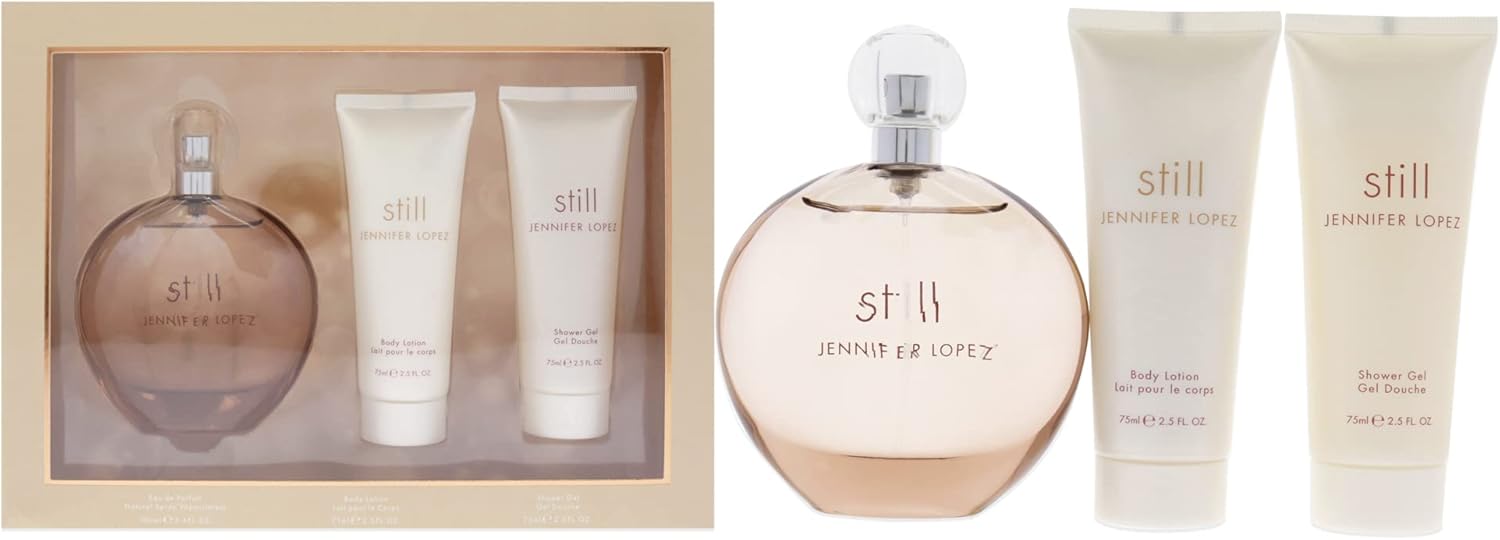 jennifer lopez still 3 pc gift set for women, perfume 100 ml + shower gel 75 ml + body lotion 75 ml