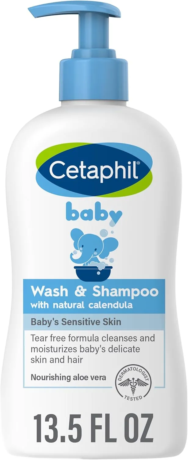 Cetaphil Baby Wash & Shampoo with Organic Calendula ,Tear Free , Paraben, Colorant and Mineral Oil Free , 13.5 Fl. Oz