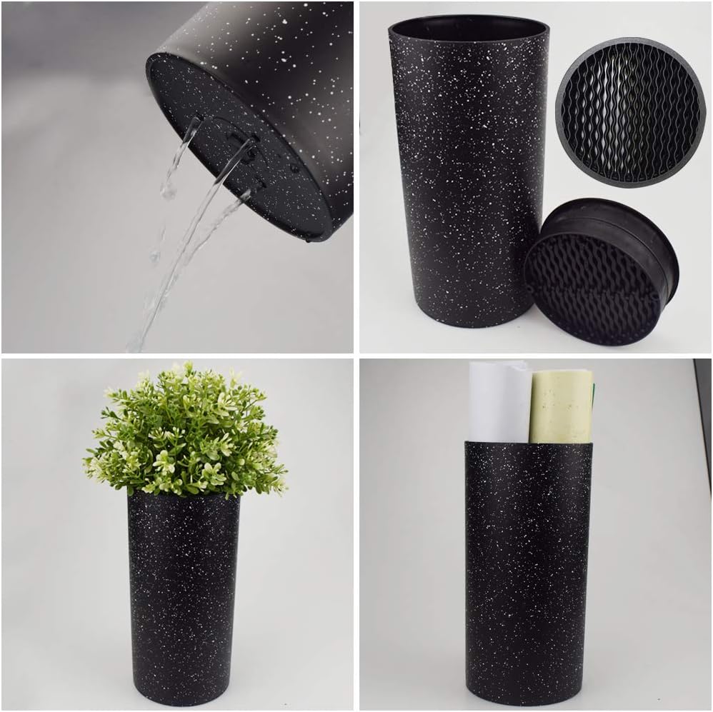 roshs universal freedom knife storage stand, multi functional knife block holder, pp resin round knife holder, unique design slot to protect blades detachable for easy cleaning (black snowflake dots)