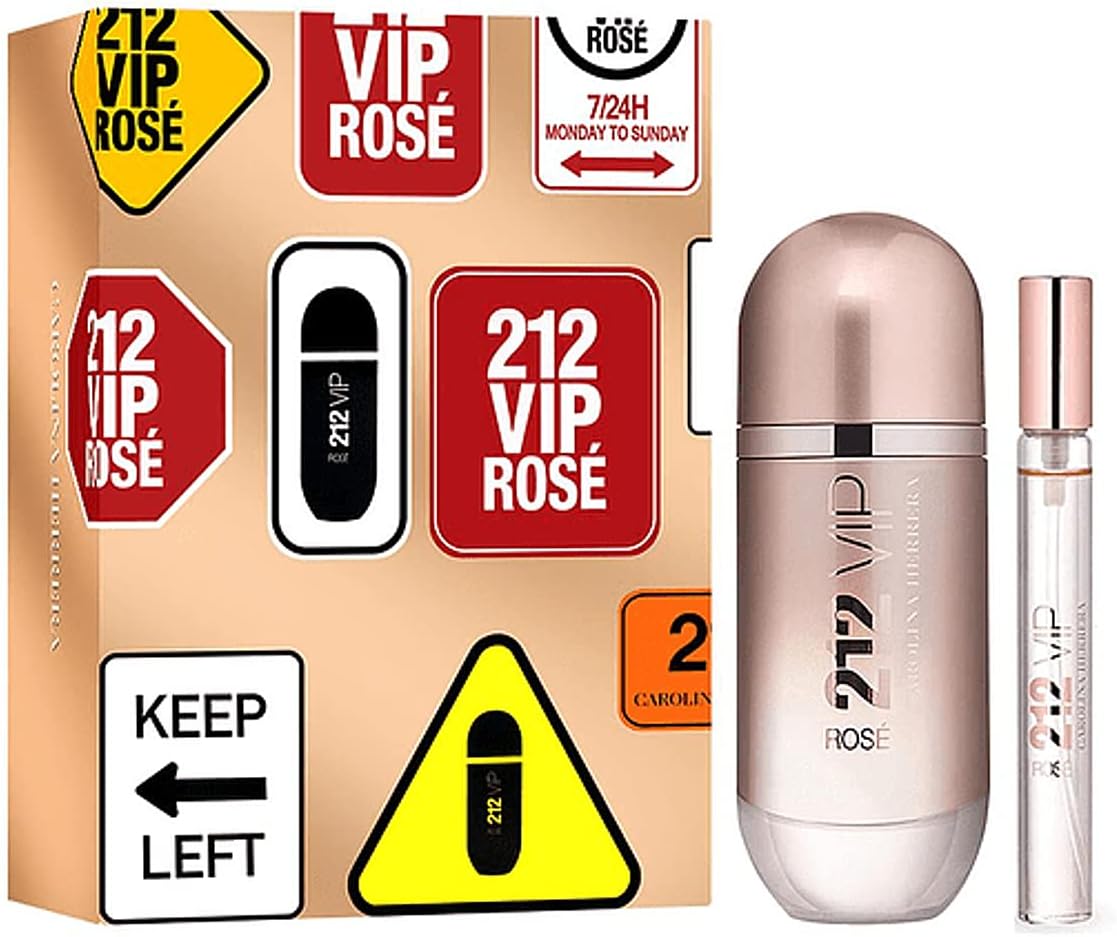 carolina herrera 212 vip rose for women edp 80ml + 10ml travel set