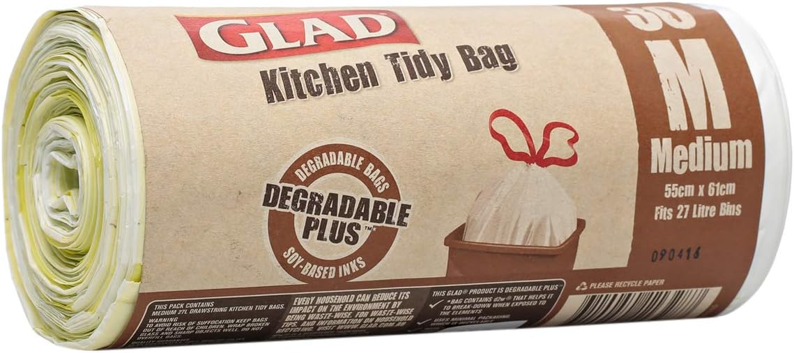 glad kitchen tidy degradable plus medium bags size 55cm x 61cm 30pcs