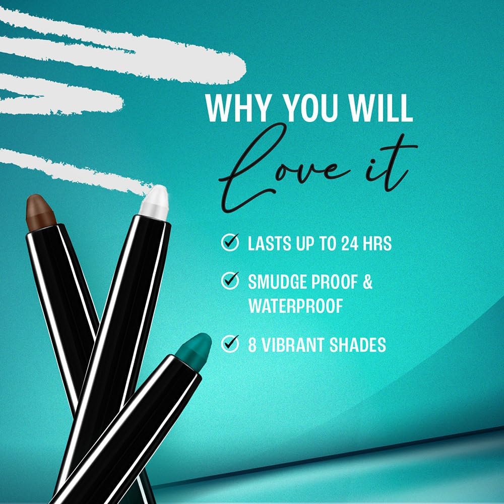 lakmÉ eyeconic black kajal, matte kohl liner in a twist up pencil waterproof, smudge proof & long lasting eye makeup, 0.35 g