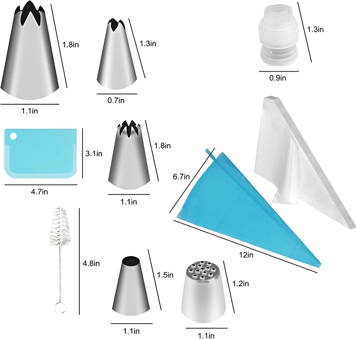 yin aisike icing nozzles set, cake decorating set, stainless steel piping icing nozzles, reusable silicone piping bag, suitable for cakes, cupcakes, cookies, pastries, beginners