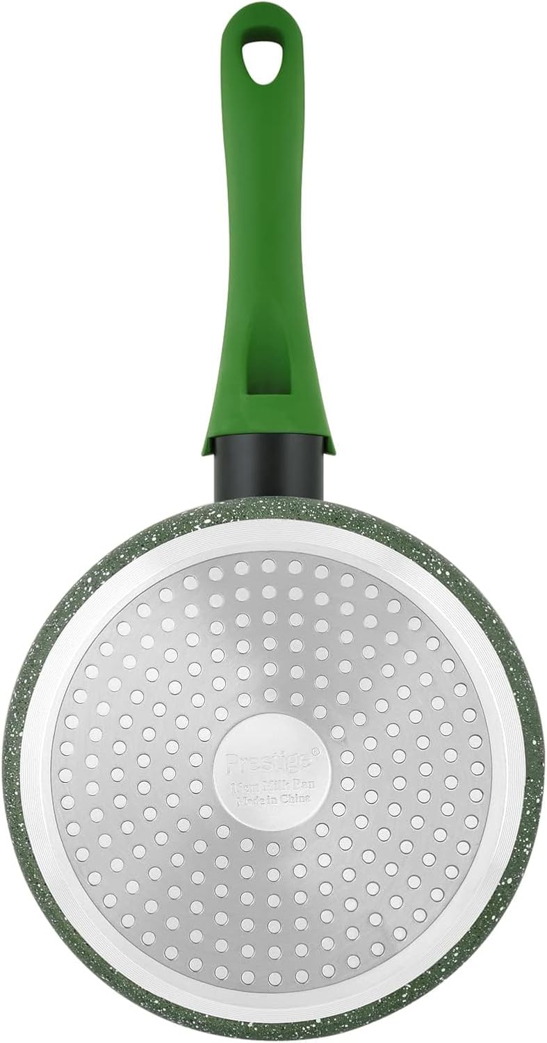 prestige essentials granite non stick milk pan cast aluminium cookware green, 14cm, pr81120