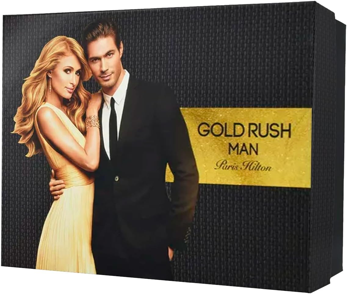 paris hilton gold rush (m) edt 100ml + 15ml+90ml hair & body wash+78g deodorant stick set