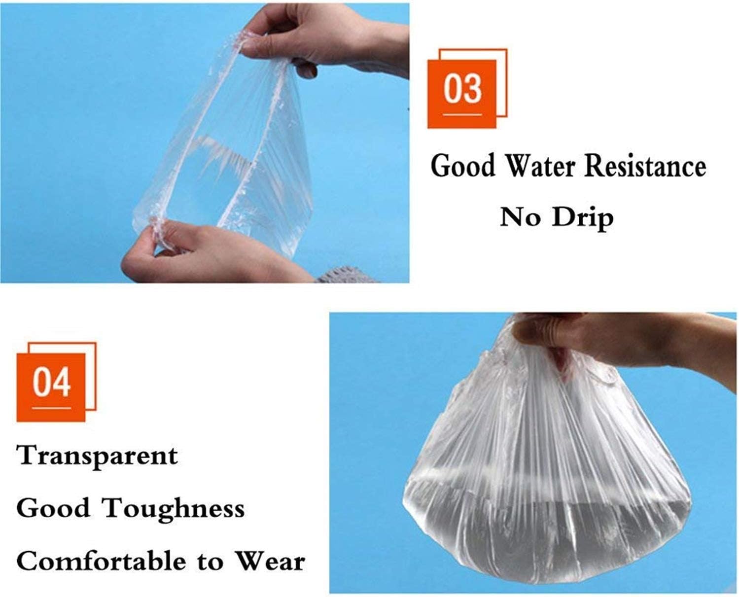 hotsuae shower cap disposable 100 pcs thickening women waterproof shower caps normal size, clear