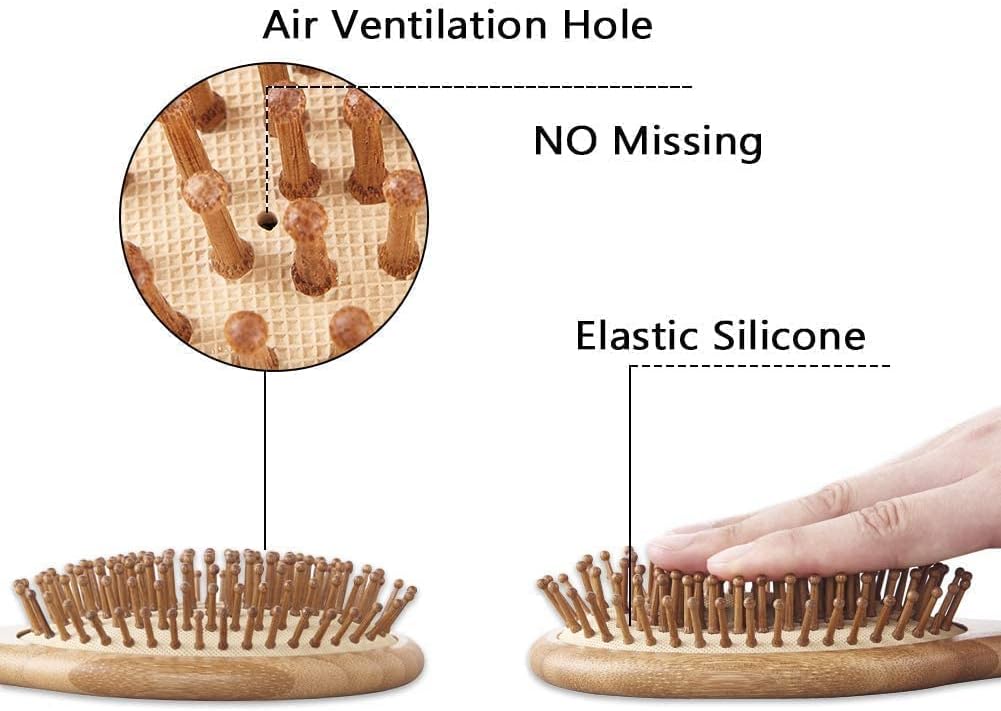 huachi wet hair brush bamboo detangling brush natural wooden paddle organic brush for women men kids scalp massage anti static, reducing hair breakage adding shine