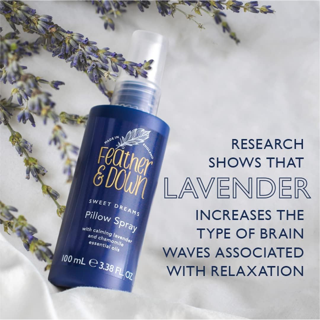 feather & down straight to sleep gift set (50ml pillow spray & 50ml body lotion) the perfect sleep duo, infused with lavender & chamomile essential oils. vegan friendly & cruelty free.