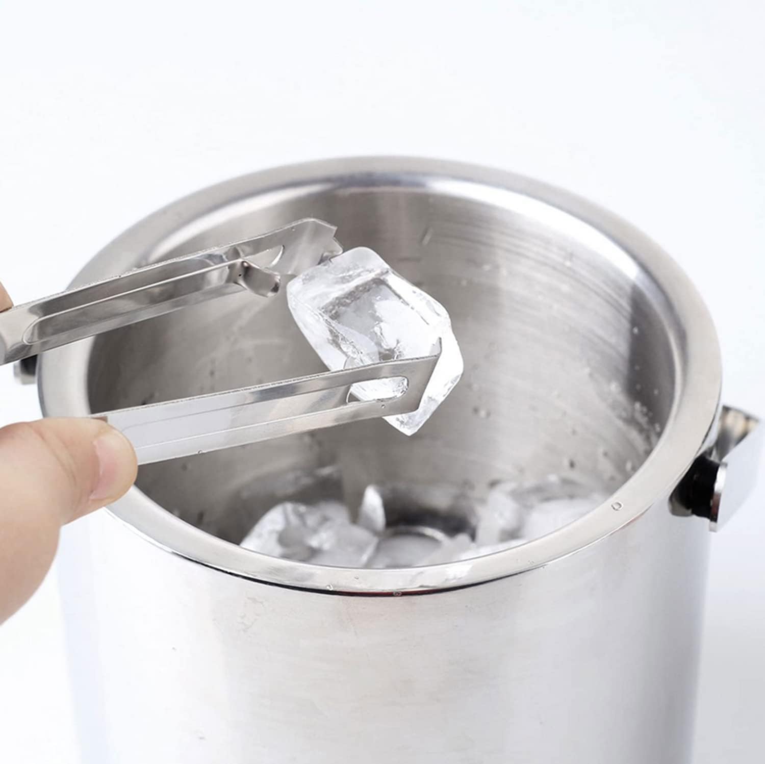 skeido stainless steel ice bucket ice cube container double walled 1.3 liter ice container with tongs and lid ice container