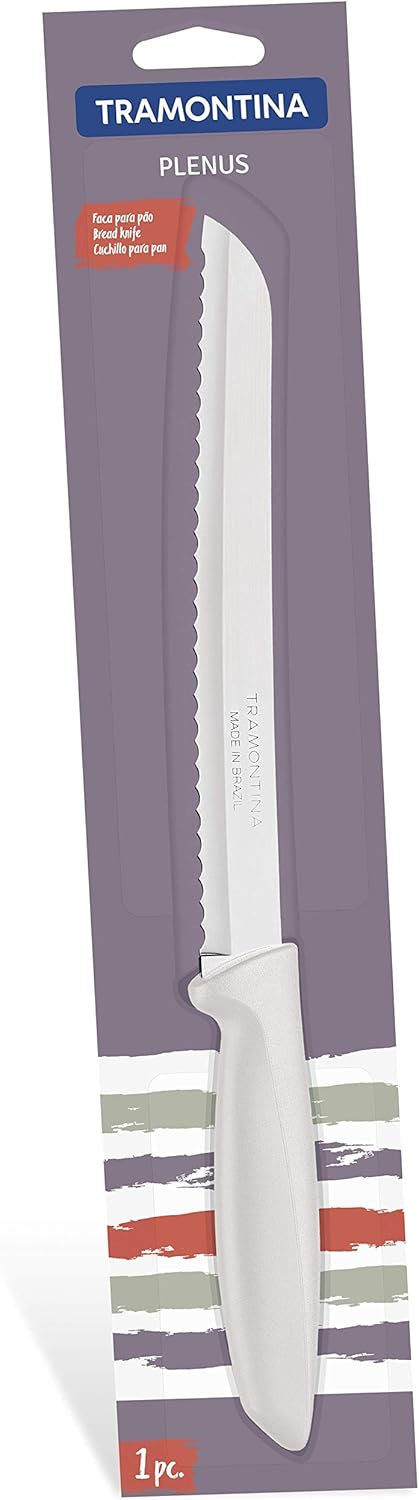 tramontina plenus 8 inches bread knife with stainless steel blade and white polypropylene handle