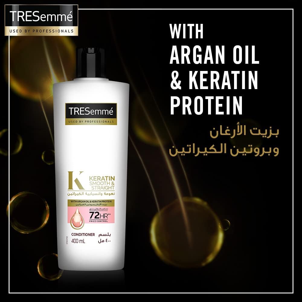 tresemmé keratin smooth and straight shampoo with argan oil, 400ml (pack of 2) + tresemmÉ keratin smooth and straight conditioner, 400ml (pack of 2)