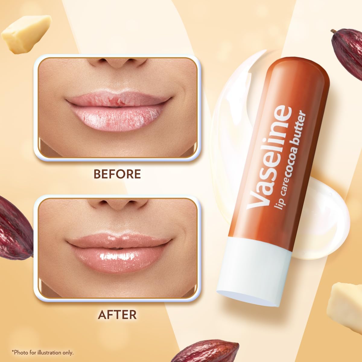 vaseline lip therapy cocoa butter lip balm with pure jelly| cocoa butter & shea butter for soft & glowing lips| nourishes & protects lips| non greasy lip moisturizer for naturally tinted lips| 4.8 gm