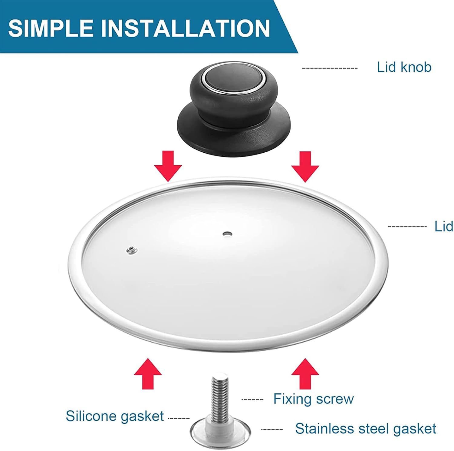 4pcs universal pot lid top replacement knob, silicone glass saucepan casserole kettle cover knobs, kitchen cookware universal replacement pan lid holding handle