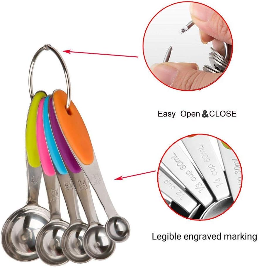 10 piece measuring cups and spoons set in stainless steel cooking & baking