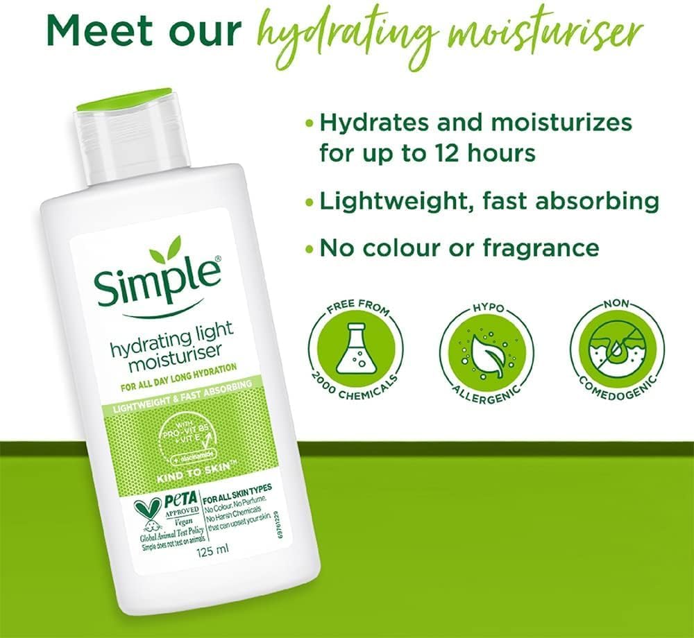 simple hydrating light daily face moisturizer, 125ml