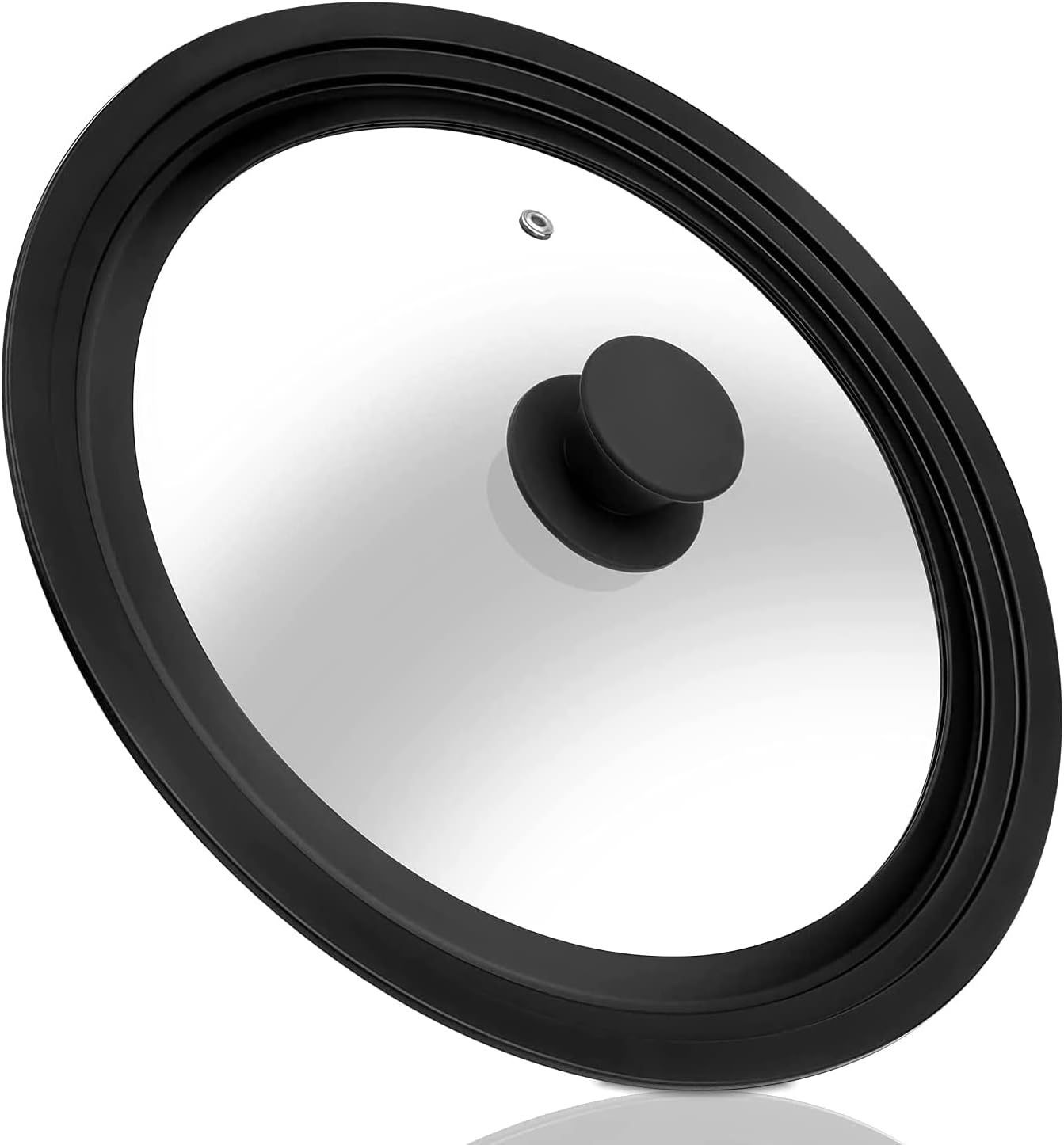 angju universal lid for pots, pans and skillets tempered glass lid with heat resistant silicone rim fits 24 28 diameter cookware, replacement lid for frying pan and cast iron skillet(24 26 28)