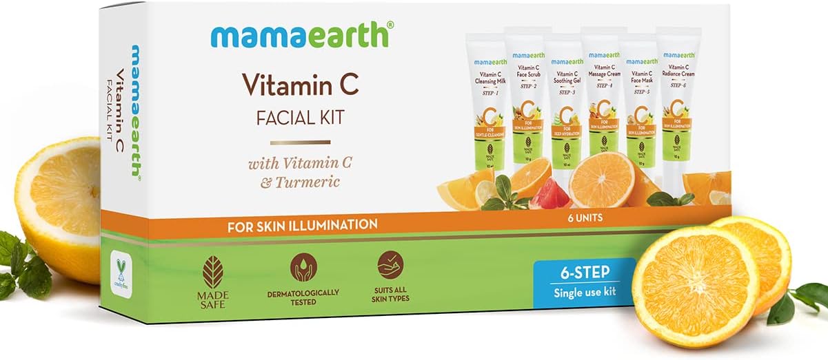 mamaearth vitamin c facial kit with vitamin c & turmeric for skin illumination 60 g