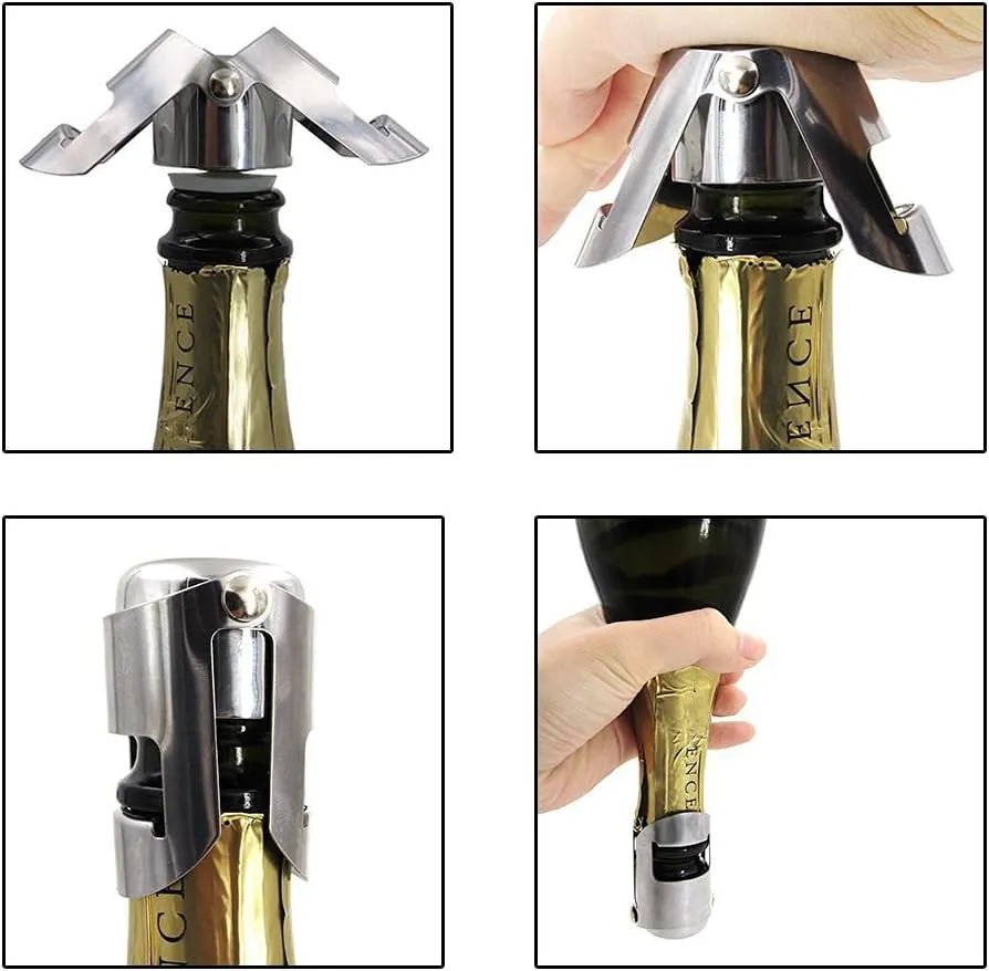 TaleeMall Champagne Stopper Stainless Steel Wine Stopper Vacuum 2 Pack
